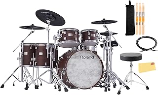 VAD716 V-Drums Acoustic Design Electronic Drum Set - Satin Walnut Bundle with Drum Throne, Audio Cable, Drumsticks, Drumstick Bag, and Austin Bazaar Polishing Cloth