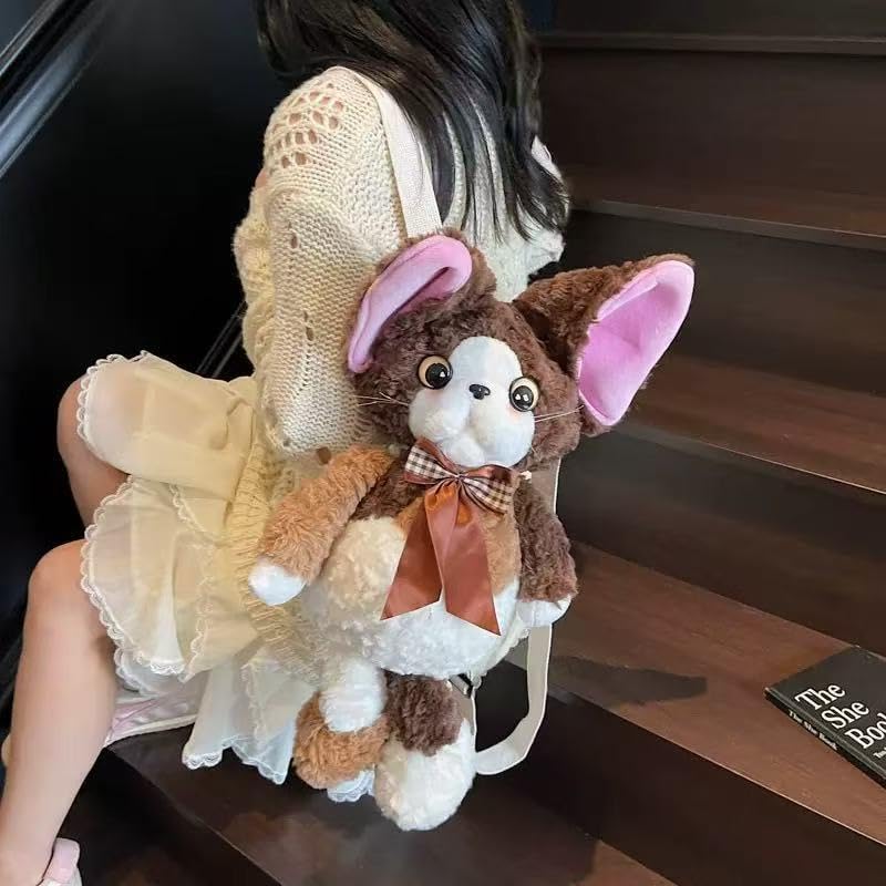 Devon Rex Stuffed Animals Backpack - Lifelike Stuffed Cat Plush Backpack, Handmade Cute Realistic Cat Shaped Bag