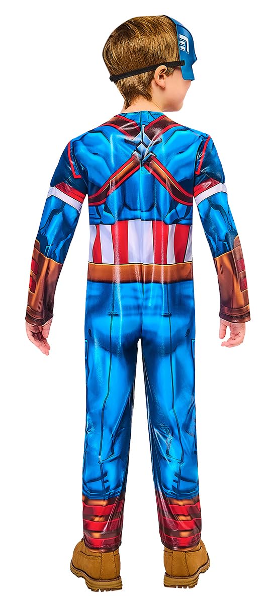 Rubies DISFRAZ CAPITAN AMERICA BLACK LINE INFANTIL para niño, talla S, Jumpsuit acolchado y máscara, para Carnaval, Navidad, Fiestas y Cosplay