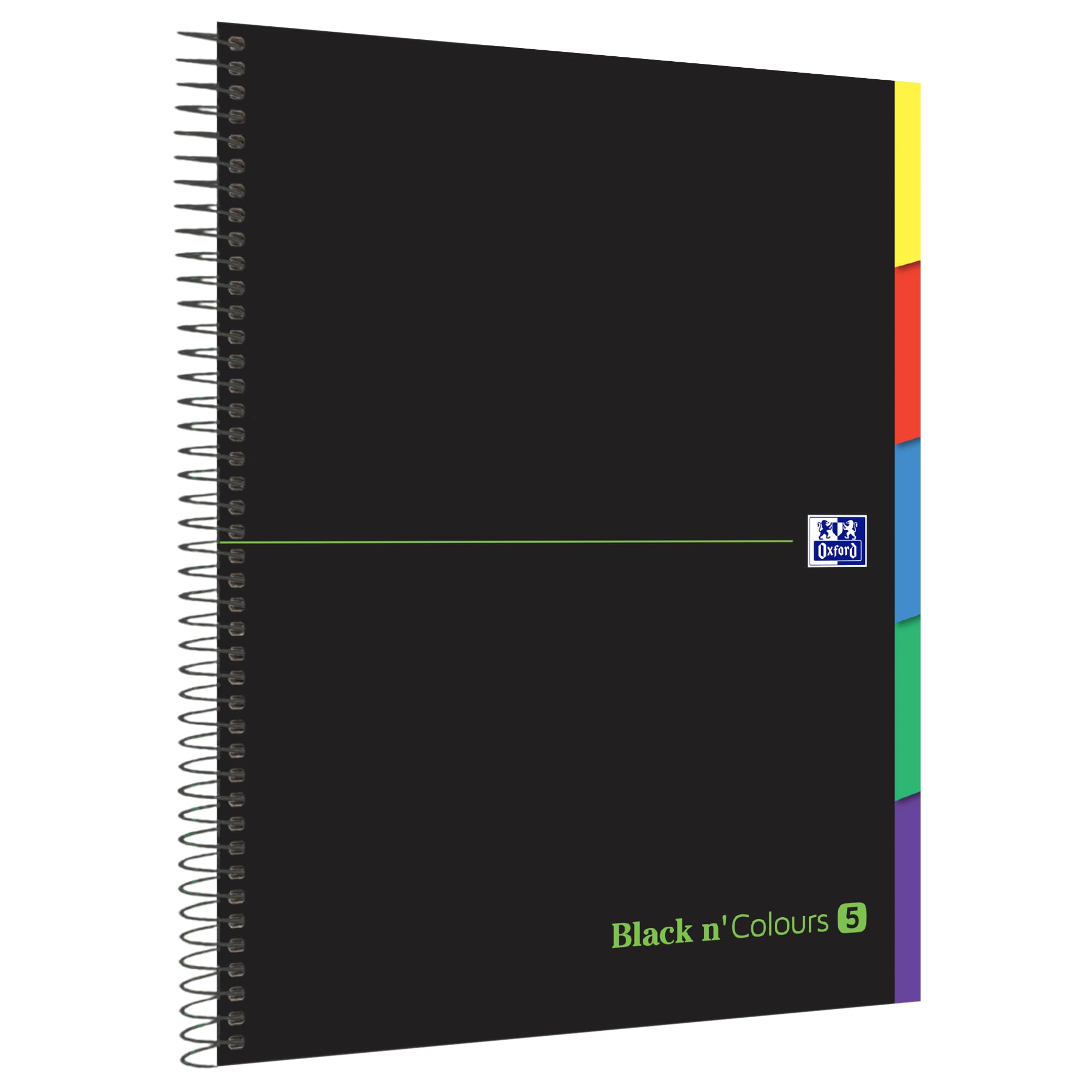 Oxford, Cuaderno A4 Cuadriculado 5x5, Tapa Extradura, 100 Hojas Microperforadas, 5 Pestañas Separadoras, Color Negro