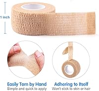 Vista 2 de LotFancy Cinta autoadhesiva, paquete de 30, 1 pulgada x 5 yardas, vendaje autoadhesivo para vendaje elástico, cinta médica de primeros auxilios
