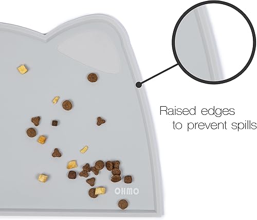 Miniatura 4 de OHMO - Tapete de silicona para comida para gatos, tapete de alimentación de mascotas para el piso, antideslizante e impermeable, bandeja para agua