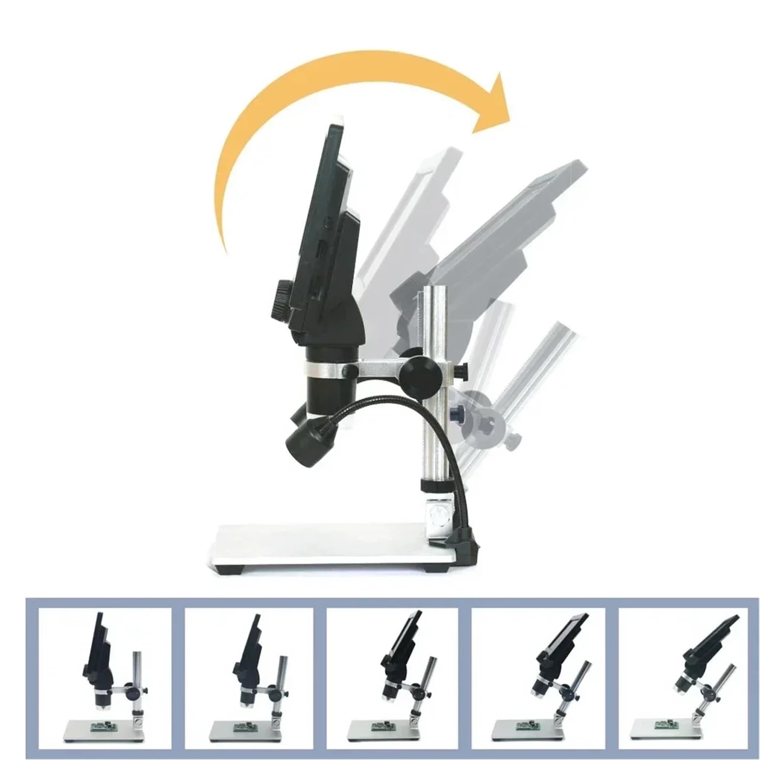 G1200 7-Inch Digital Microscope 1200x Continuous Zoom HD 12MP Industry Adjustable Stand Built-in Battery Magnifier(G1200)