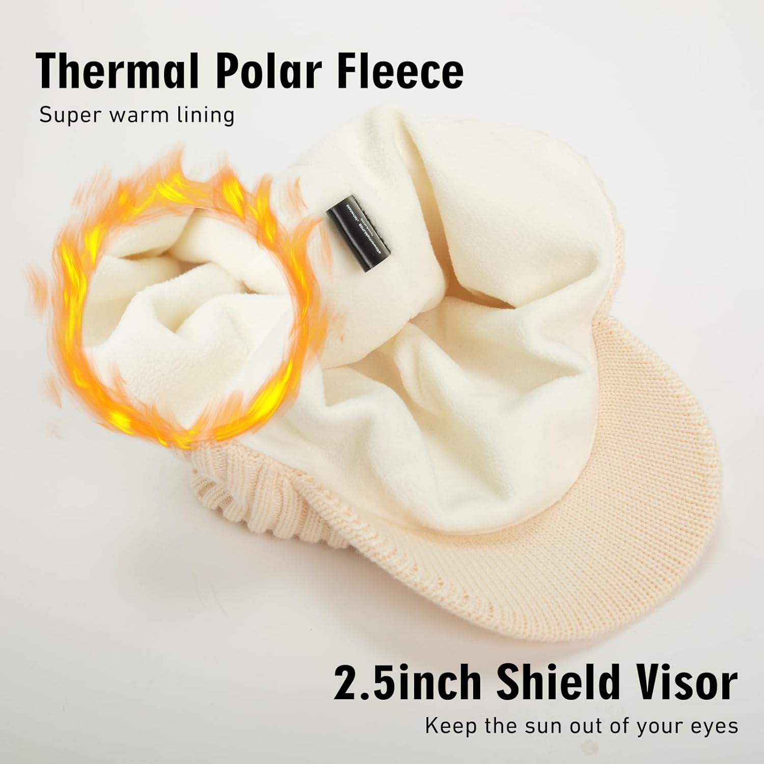 TOP-EX DryKnit™ Waterproof Merino Wool Beanie Hat with Brim Ear Flaps Fleece Lined Ski Cap for Cold Weather & Large Heads - Image 5