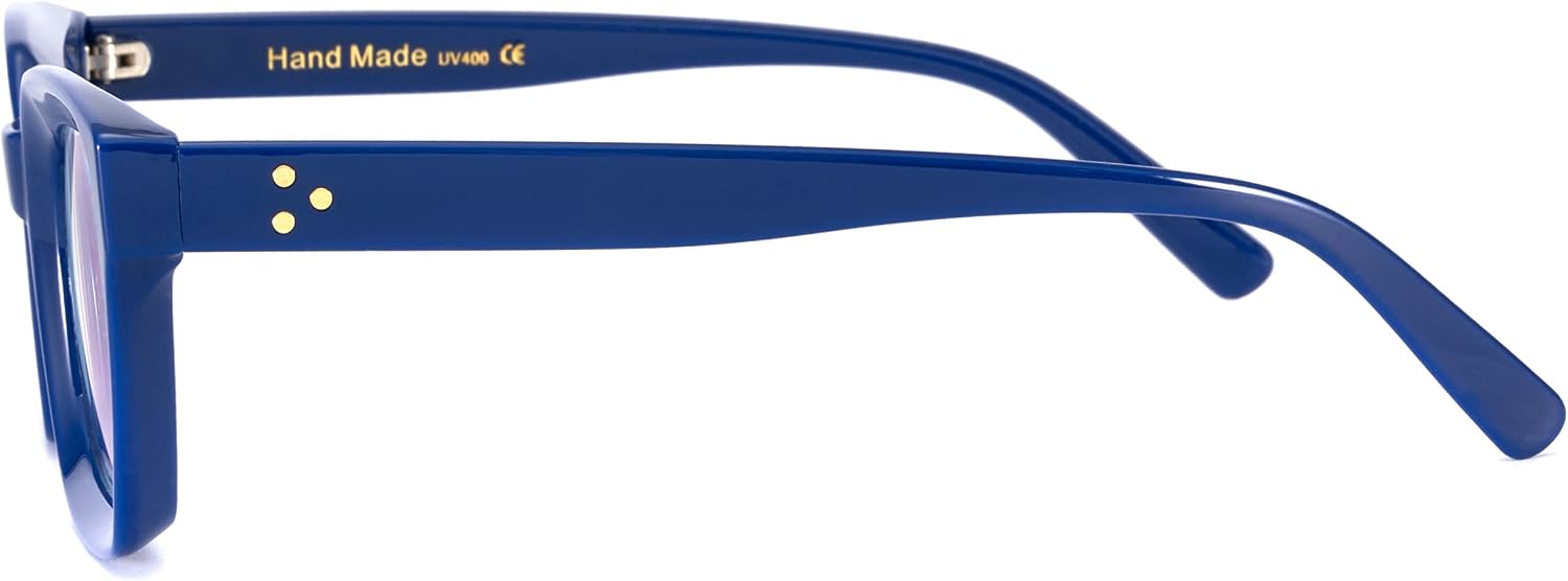Alsenor Retro Style Oversized Eyeglass Frames Square Reading Glasses Blue Light Blocking Computer Reader Eyeglass (Blue, 1.25 x)