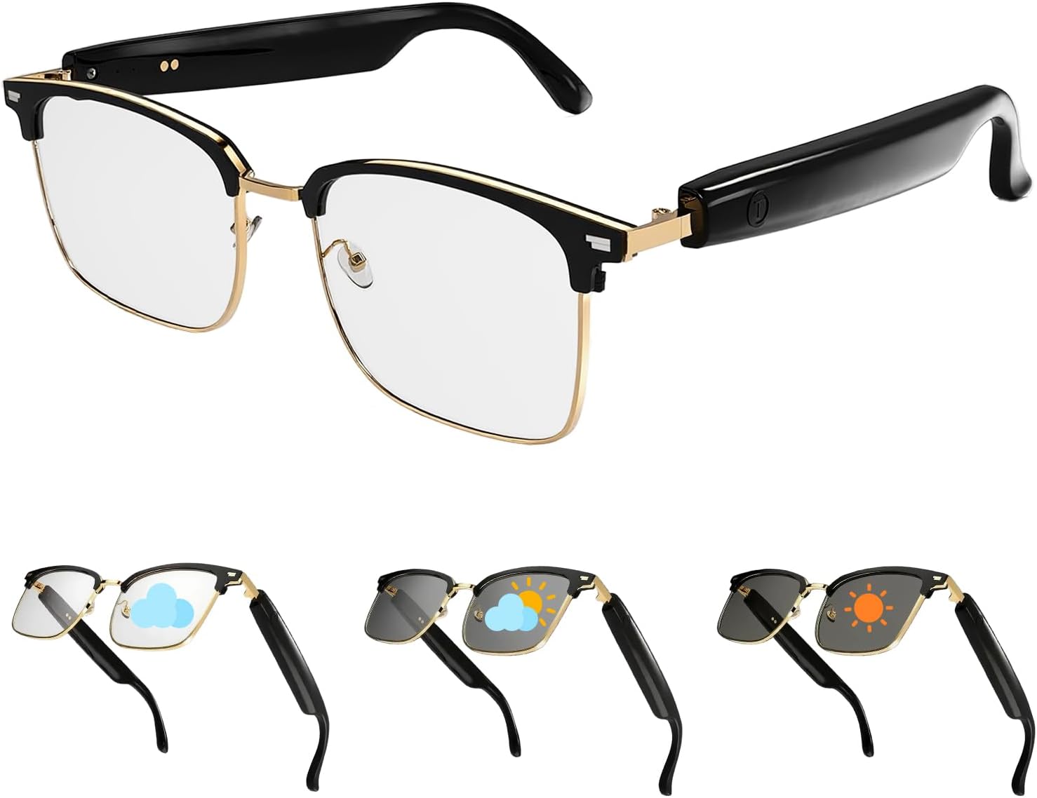 AI Good Glasses Bluetooth Audio Glasses Sun shades with Photochromic Lenses, Translation, Music, Calls, Voice Assistant, Open-Ear Stereo Audio system, Blue Mild Filter & UV Safety Males Girls