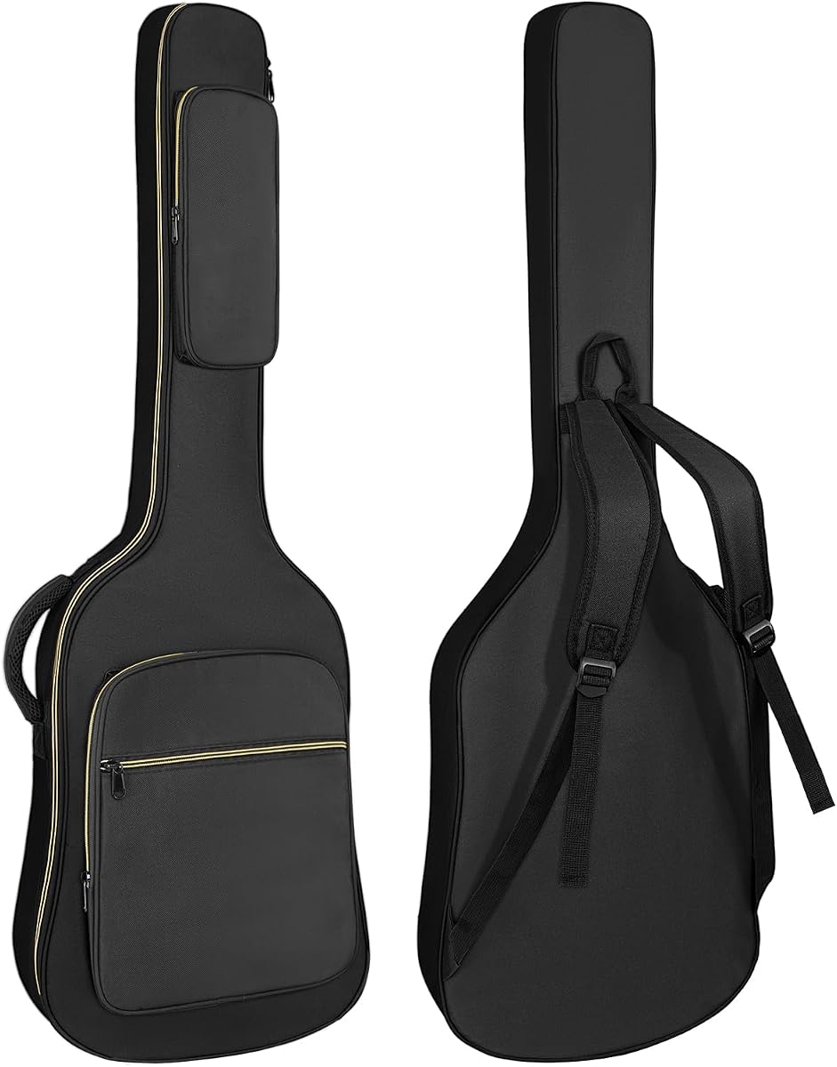 LETSROCK Bass Guitar Case, Bass Guitar Gig Bag 0.35 Inch waterproof Thick Padding Backpack Soft Electric Bass Guitar Bag Dual Adjustable Shoulder Strap Pocket & Back Hanger Loop Black