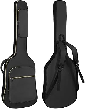 LETSROCK Bass Guitar Case, Bass Guitar Gig Bag 0.35 Inch waterproof Thick Padding Backpack Soft Electric Bass Guitar Bag Dual Adjustable Shoulder Strap Pocket & Back Hanger Loop Black
