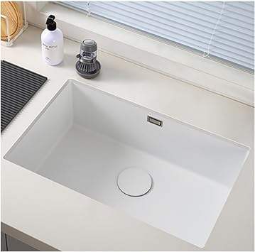 Kitchen Sink, Cream Coloured 304 Stainless Steel Domestic Sink, Inset Handmade Nano Single Sink Kitchen Workstation, Multi Size Set Color A, Size 50 * 40 * 22cm