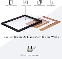 Joyshare Képkeret 30x40 cm - Fekete Fa Keret Akrilüveggel, Paszpartúval, Kétirányú Felfüggesztéssel, Gyerekbiztos, Fotókhoz, Poszterekhez, O 3