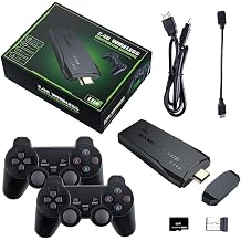 kweie-yeie Retro Game Stick Console, 128GB Plug and Play TV Gaming System with Dual 2.4GHz Wireless Controllers, HDMI-Compatible Output, Compact Retro Style Game Console64, GB