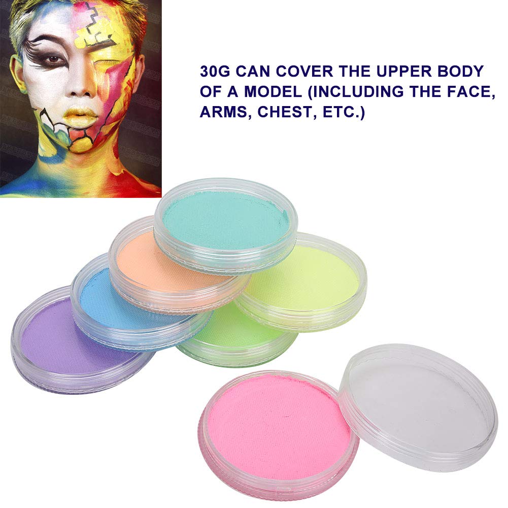 Fluorescent Body Paint Kit, 7 Color 30g Water Based Makeup Pigment, DIY Face Art Supplies for Halloween Party Performance