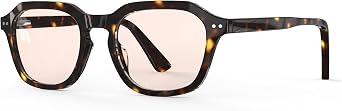 Bloomoak Rose Tinted Migraine Glasses, FL- Flex Light Sensitivity Relief Trendy Glasses for Fluorescent Glare, Photophobia, Eye Strain, UV400, Acetate Frame