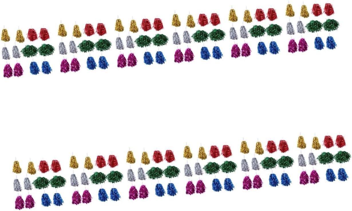 BESPORTBLE 144pcs Cheer Poms Straight Handle Lightweight and Cheerleading Props for Football Baseball Basketball and School Events Eye-catching Colors for Performance
