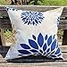 kisssun Federa per Cuscino Foglie Blu Geometria 45 X 45 cm Set da 1 Pezzi Imitazione Cotone Lino Cuscino in Tinta Unita Cuscino del Divano Bracciolo