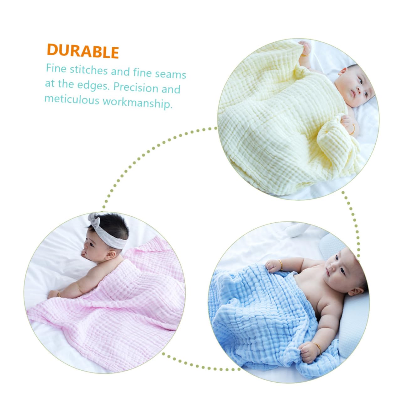 Milisten Babydecken als Leichte und Atmungsaktive Babybadetücher mit Feinen Nähten aus Baumwolle 3 Stück und Besonderer Weichheit für Drinnen und Draußen