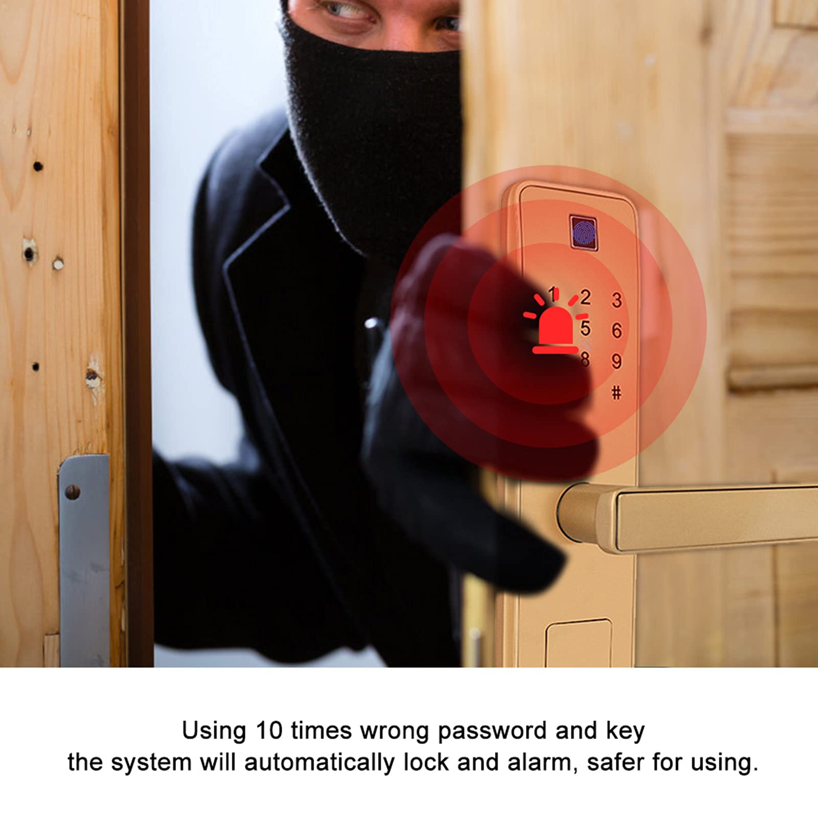 Smart Door Lock, Impronte Digitali Password Virtuale Ic Card Serratura a Combinazione Antifurto con Maniglia Gratuita per Famiglia Hotel Appartamento per la Sicurezza Domestica
