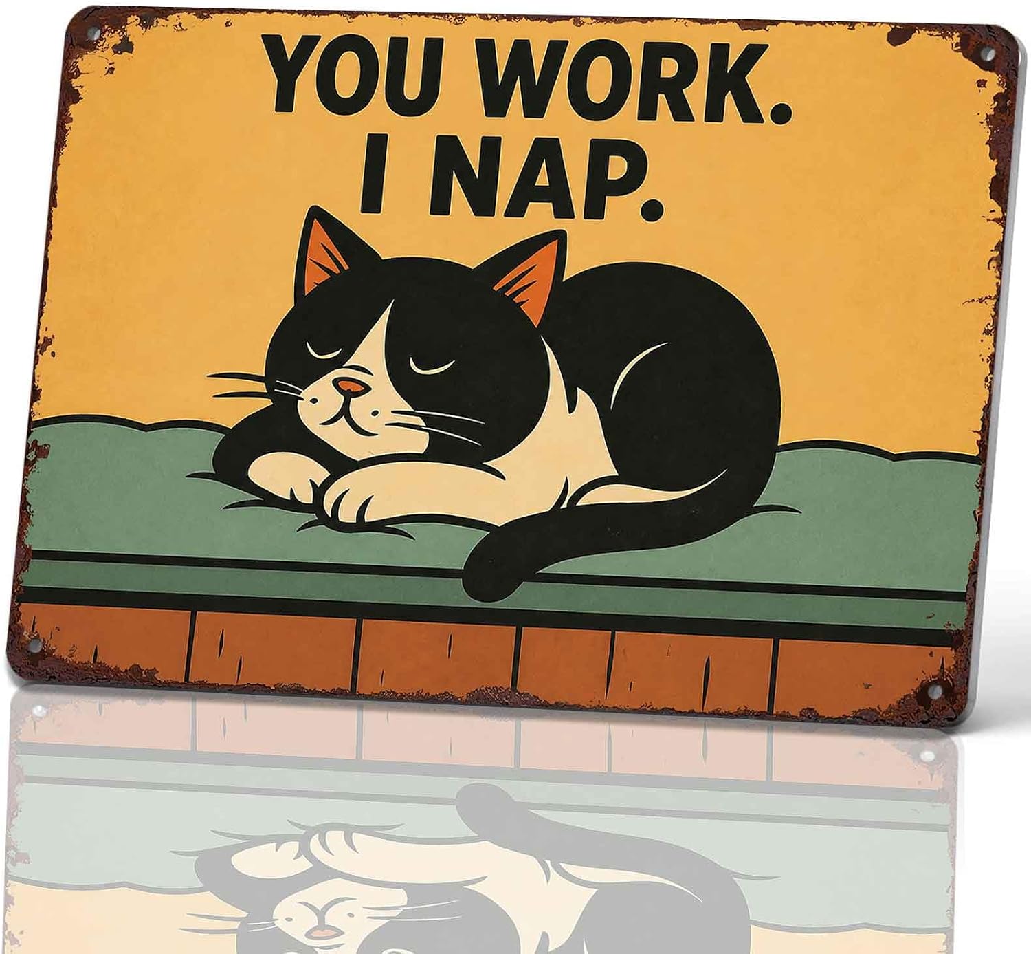 Sleepy Cat Funny Quote Vintage Metal Wall Art Signs 8X12 Inch