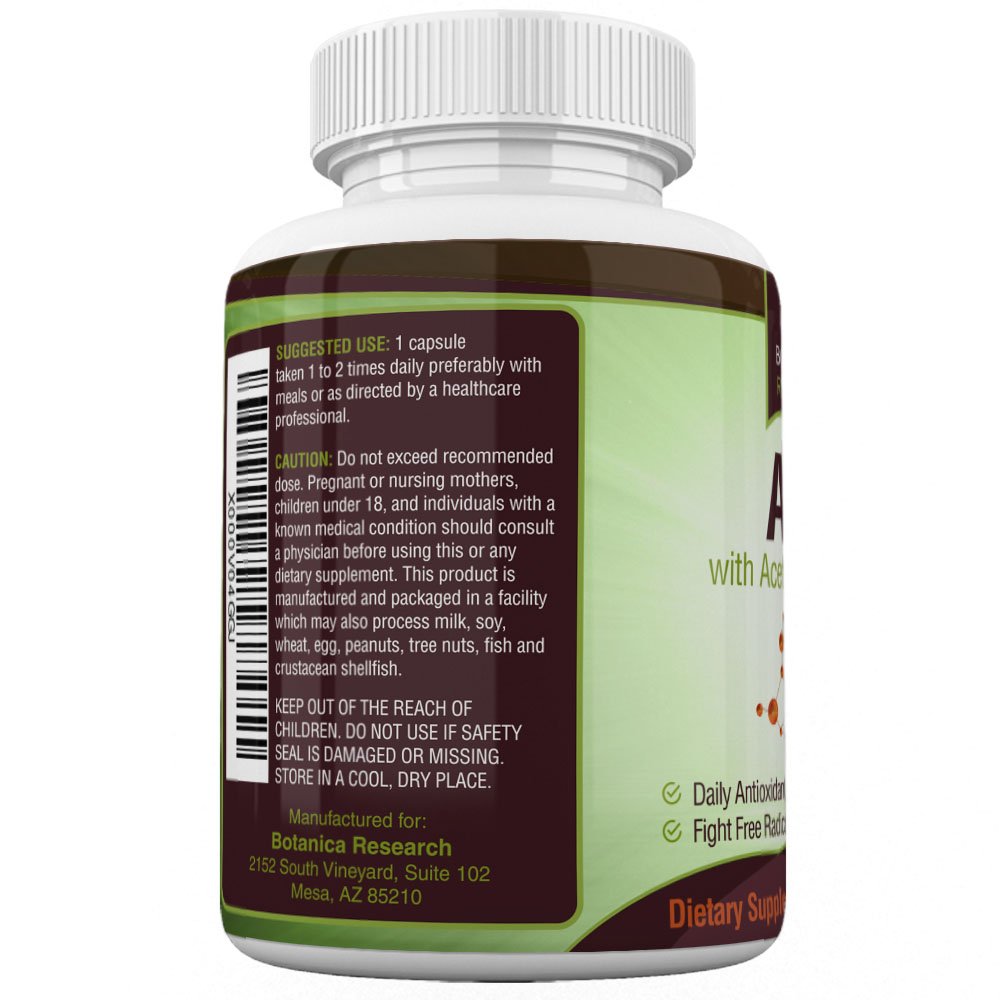 Buy Alpha Lipoic Acid with Acetyl L Carnitine ALA ALC Anti Aging Health & Wellness Formula to