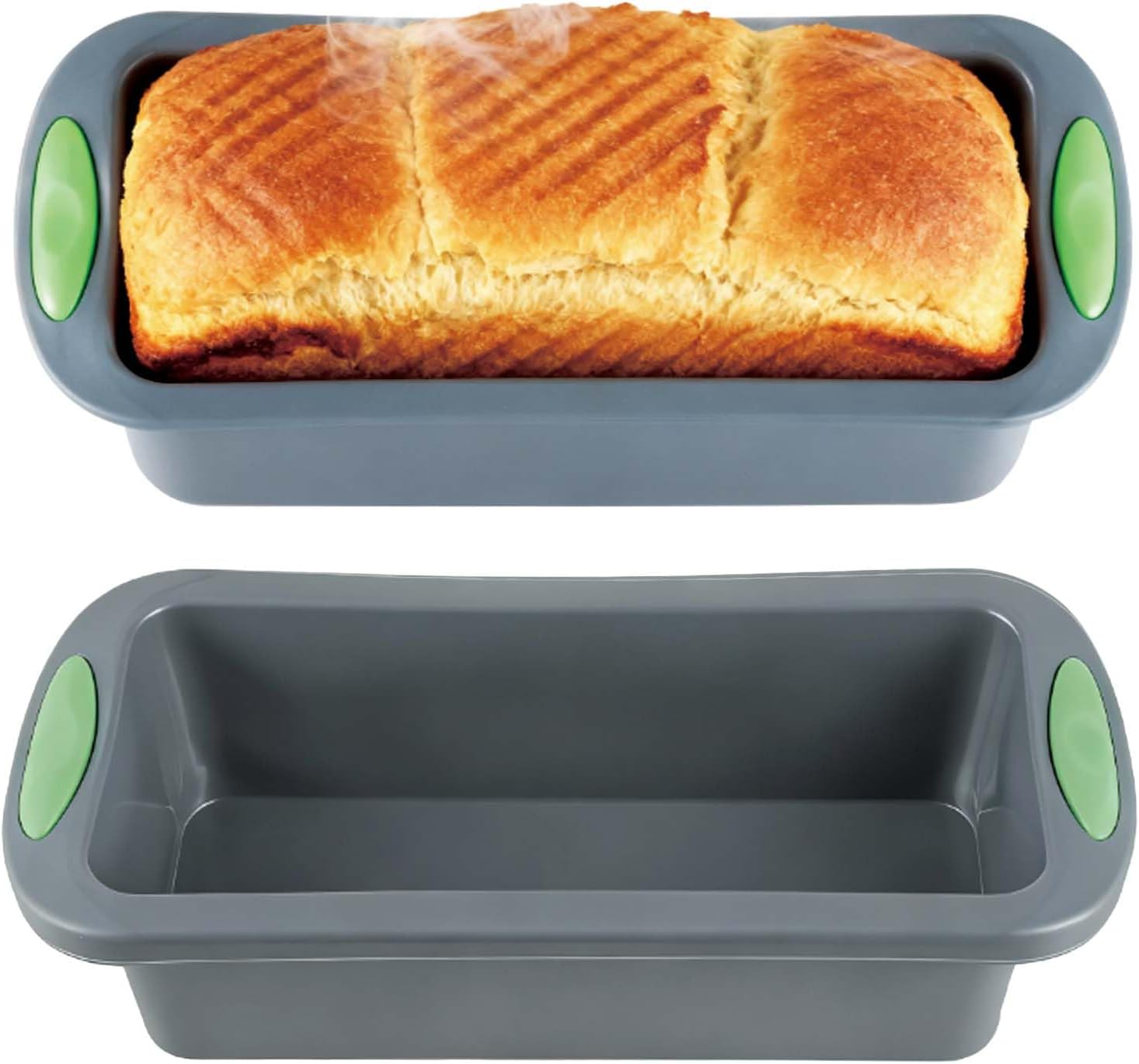 Pack of 2 silicone bread baking moulds rectangular bread mould made of silicone non-stick coating reusable for cakes bread lasagna brownies etc. 28 x 12 x 6.5 cm