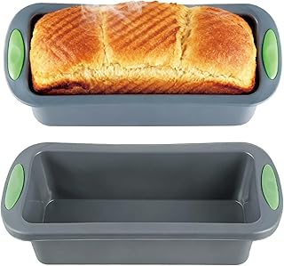 2 Stück Silikon Brotbackform Rechteckig, Brotform aus Silikon, antihaftbeschichtet, wiederverwendbar, für Kuchen, Brot, Lasagne, Brownies, etc.(28x12x6.5cm)