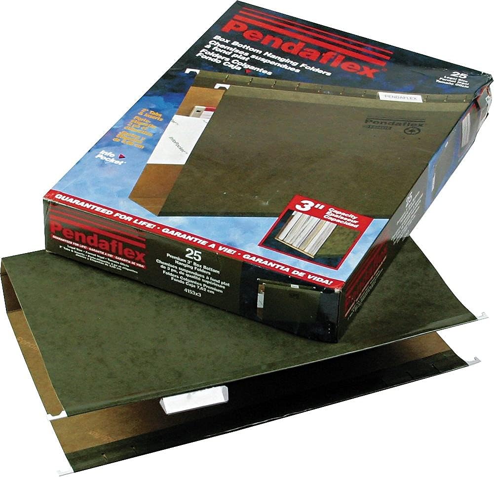 New-Pendaflex 4153X3 - Three Inch Reinforced Hanging File Folders, Kraft, Legal, Standard Green, 25/Box - ESS4153X3