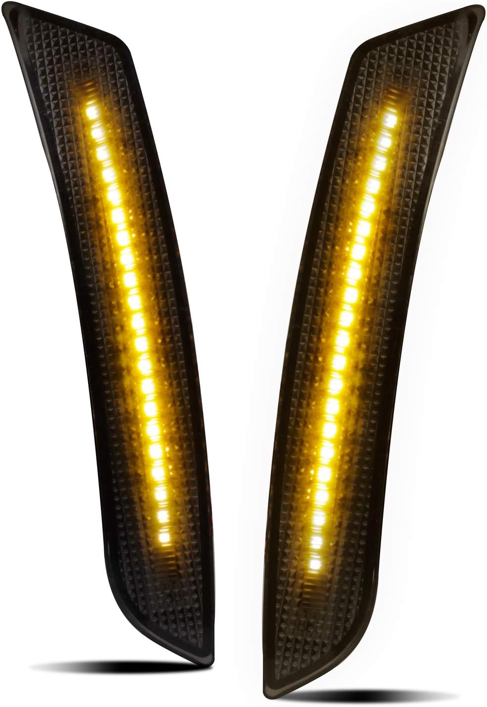 RUXIFEY Smoked Lens LED Side Marker Lights Front Bumper Sidemarker Lamps Reflectors Compatible with 2016 to 2021 Camaro Amber - Pack of 2