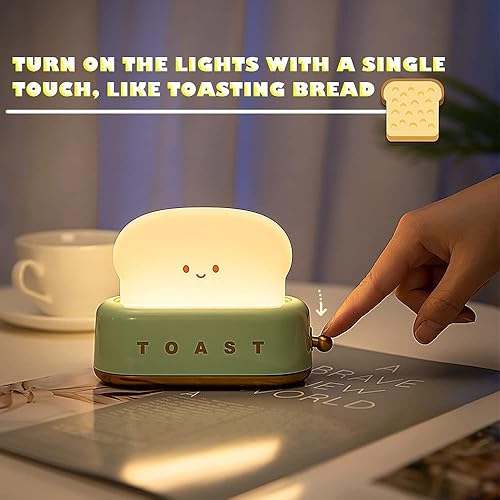 Miniatura 3 de Toast Bread - Lámpara de noche LED, bonita luz nocturna recargable por USB y temporizador, divertida luz nocturna kawaii portátil para dormitorio,