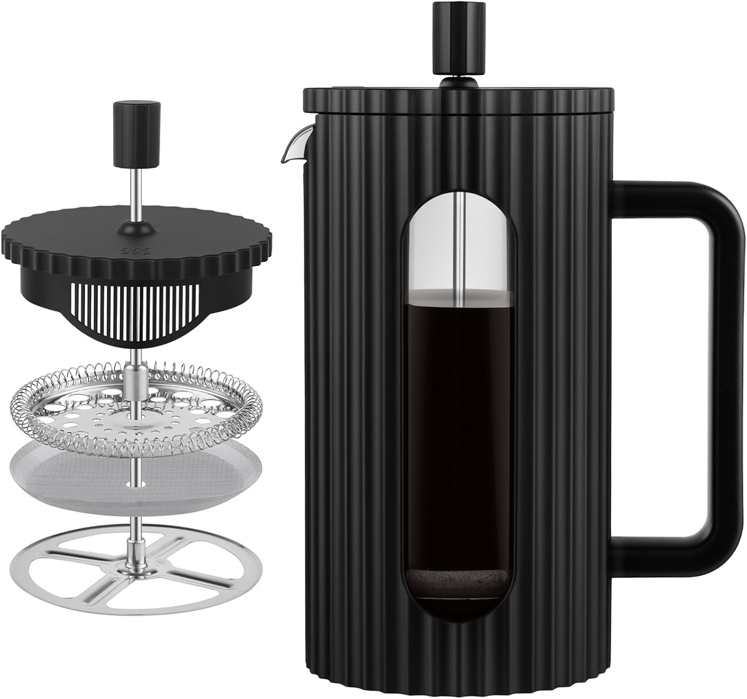 wedrink French Press Coffee Maker 34OZ, Heat Resistant Borosilicate Glass Carafe/Tea Maker Coffee Press Frother Brewer (1000ml)