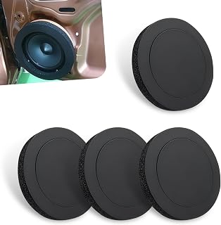 4 PCS Car Audio Bass Pads, 5.53" x 7.67" Round Speaker Booster, Self-Adhesive Speaker Noise Isolation Seal, Uiversal for Most Cars, Trucks, SUVs (Black)
