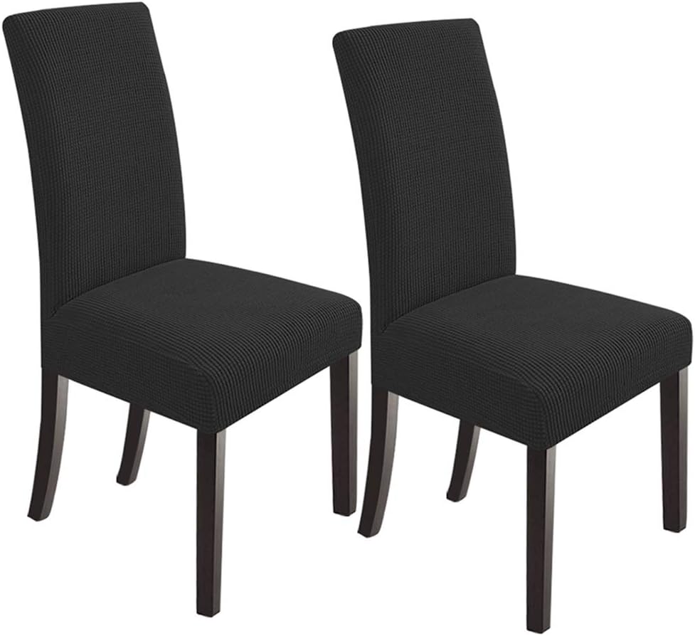 NORTHERN BROTHERS Dining Room Chair Slipcovers Dining Chair Covers Parsons Chair Slipcover Stretch Chair Covers for Dining Room Set of 2,Black