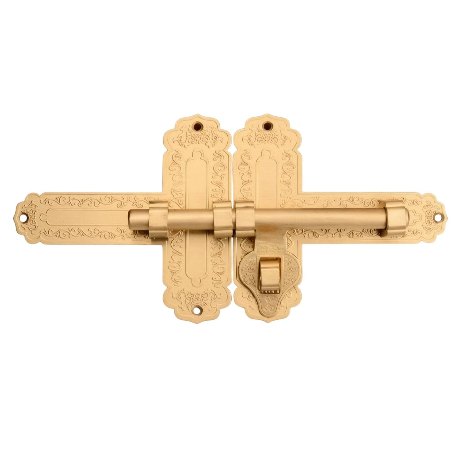 Pasador de Puerta Cerrojo Pestillo Artesanal con Placa Ornamental Grabada Estilo Chino Cierre Seguro de Deslizamiento Suave Adecuado para Portones de, Latón, 50cm