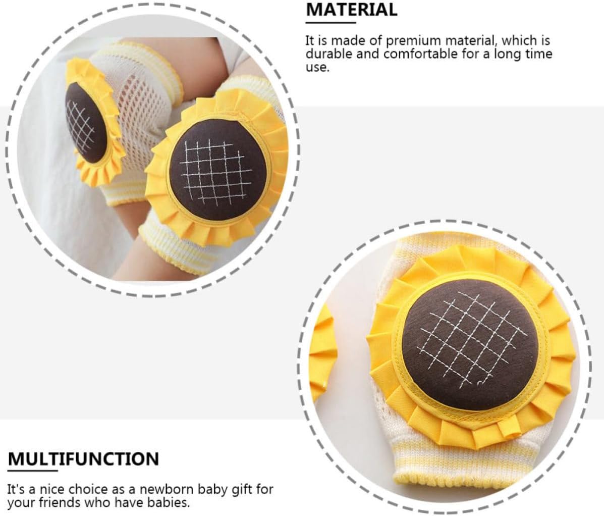 PRETYZOOM Yellow Colored Cotton Breathable Kneelet for Babies | Cartoon Kneepad Design, Spring and Summer Wear, Leg Warmer Coverage, Soft Protective Fit