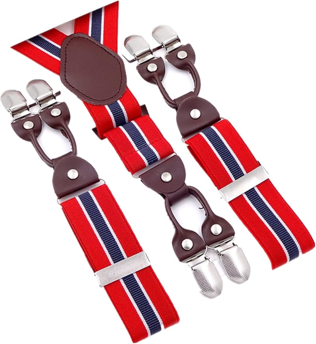 Suspenders Mens 6-Clip End Suspenders 47 Inch Y-Back Adjustable Elastic Tuxedo Suspenders(Gray)