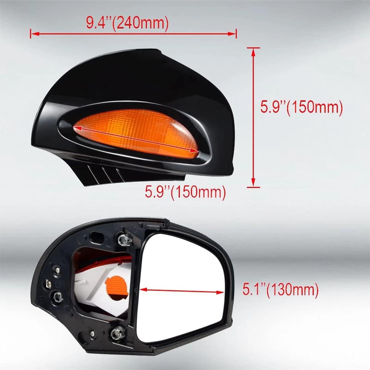 2 X Motorcycle Motorbike Rearview Mirror Outside Rear View Left & Right Side View Mirrors For BMW R1100RT R1150RT R1100 RT R1150 RT (Glossy Black)