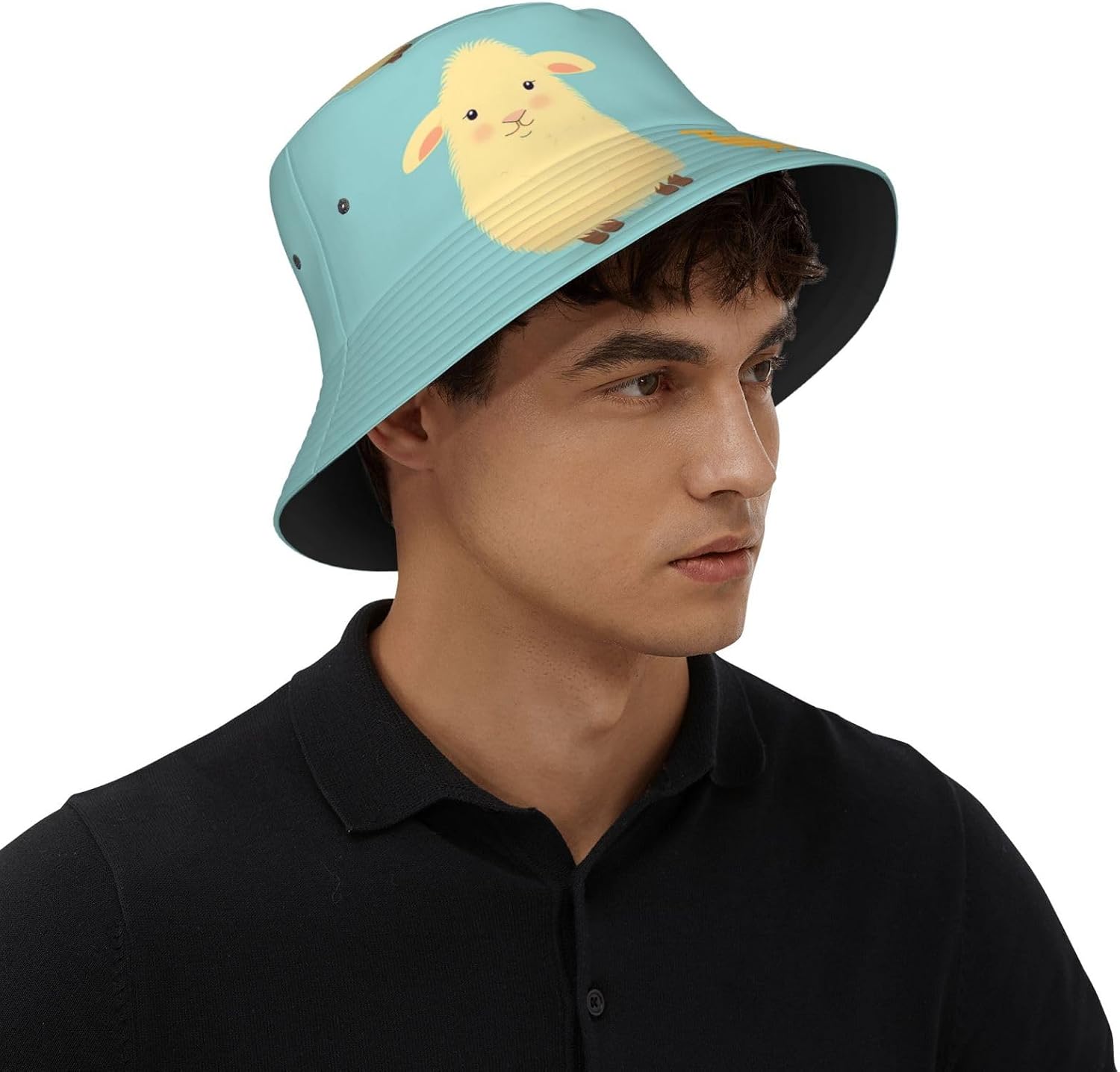 Two Animals Prints Summer Outdoor Travel Bucket hat, a Beach Sun hat Suitable for Both Men and Women Black