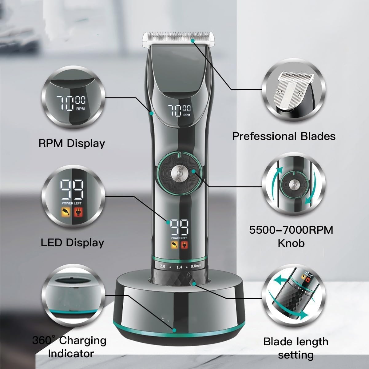 Electric Hair R Rs for Men Trimmer Adjustable Cutting Machine Barber Digital Display for