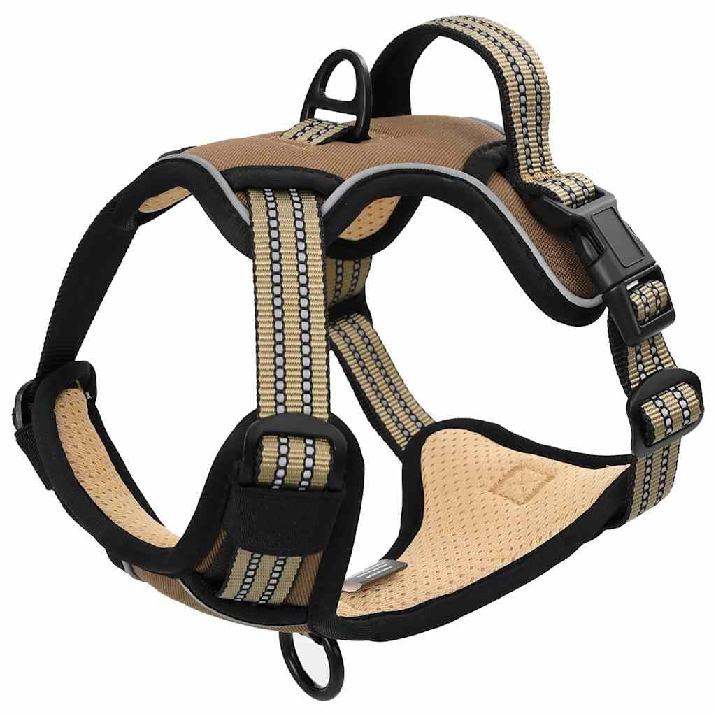 Arnés para perro con correa y collar, ajustable, marrón, XL