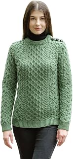 Women's 100% Merino Wool Side Button Sweater Fit Knitwear
