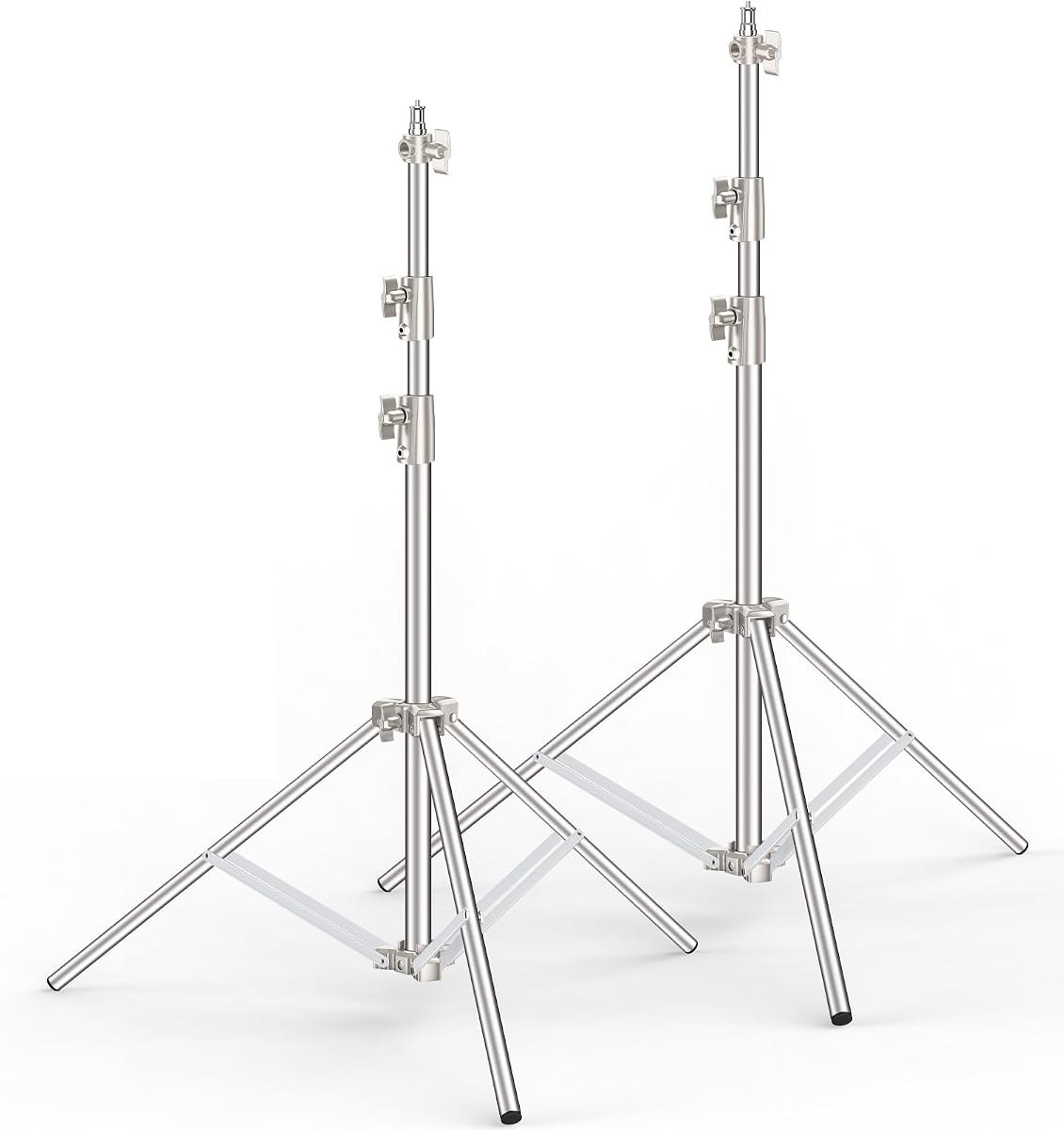 9.2 FT Stainless Steel Light Stand Photography, 2 Pack Heavy Duty Photography Tripod Stand with 1/4” to 3/8” Screw Adapter for Strobe,LED Video Light,Ring Light, Monolight, Softbox