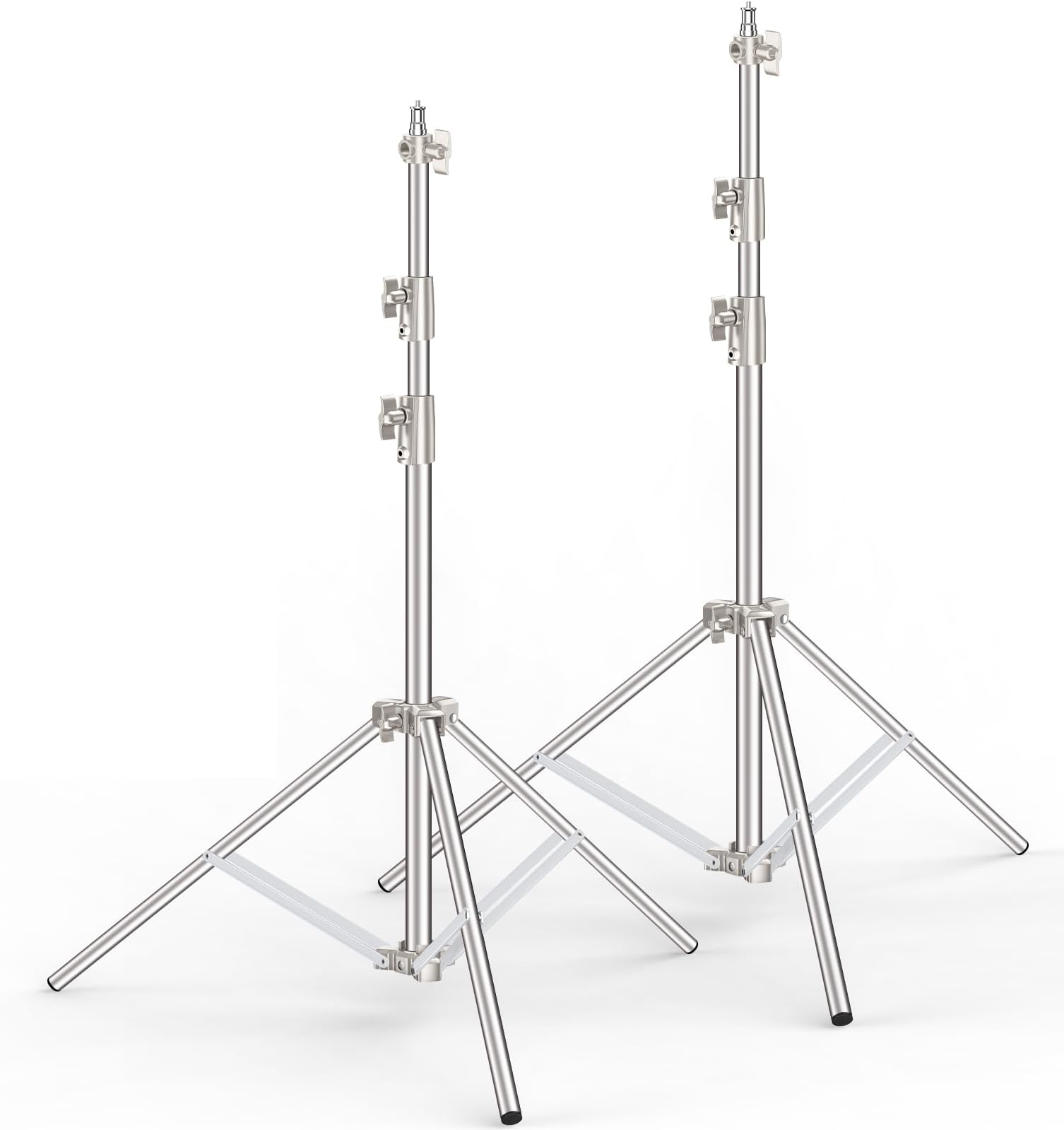 9.2 FT Stainless Steel Light Stand Photography, 2 Pack Heavy Duty Photography Tripod Stand with 1/4” to 3/8” Screw Adapter for Strobe,LED Video Light,Ring Light, Monolight, Softbox