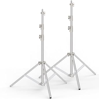Anautin 9.2 FT Stainless Steel Light Stand Photography, 2 Pack Heavy Duty Photography Tripod Stand with 1/4 to 3/8 Screw Adapter for Strobe,LED Video Light,Ring Light, Monolight, Softbox