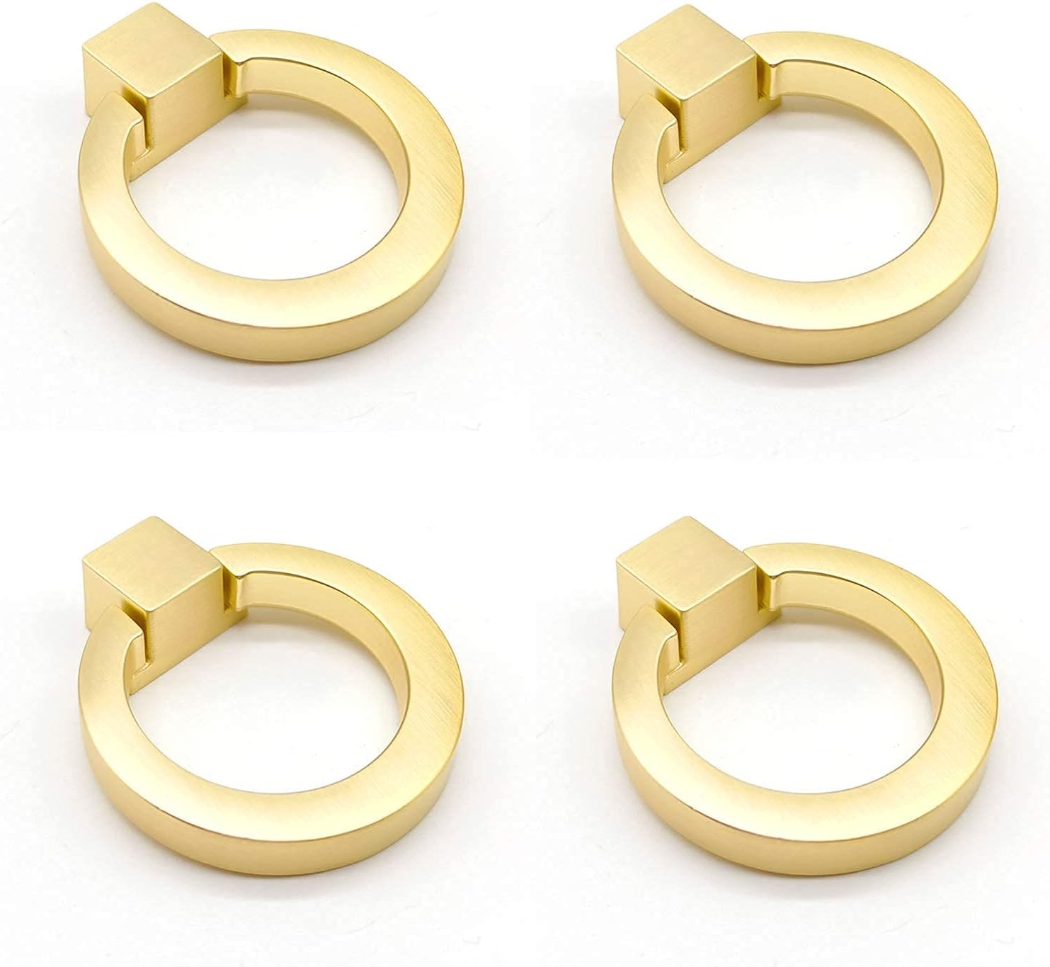 Myxekllo 6 Pcs Brushed Gold Cabinet Ring Pulls, Brass Furniture Drawer Pulls Hardware Cabinet Ring Kitchen Drawer Handles Rings