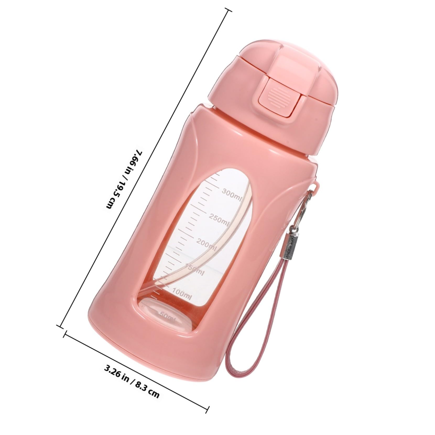 Gourde de Sport Portable en Verre 380ml Rose Paille