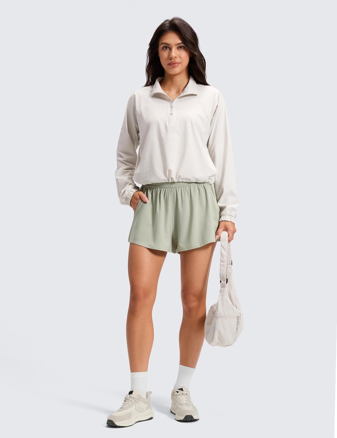 CRZ YOGA Drapey Flowy Athletic Shorts for Women 2.5" - Relaxed Fit High Waisted Tennis Workout Running