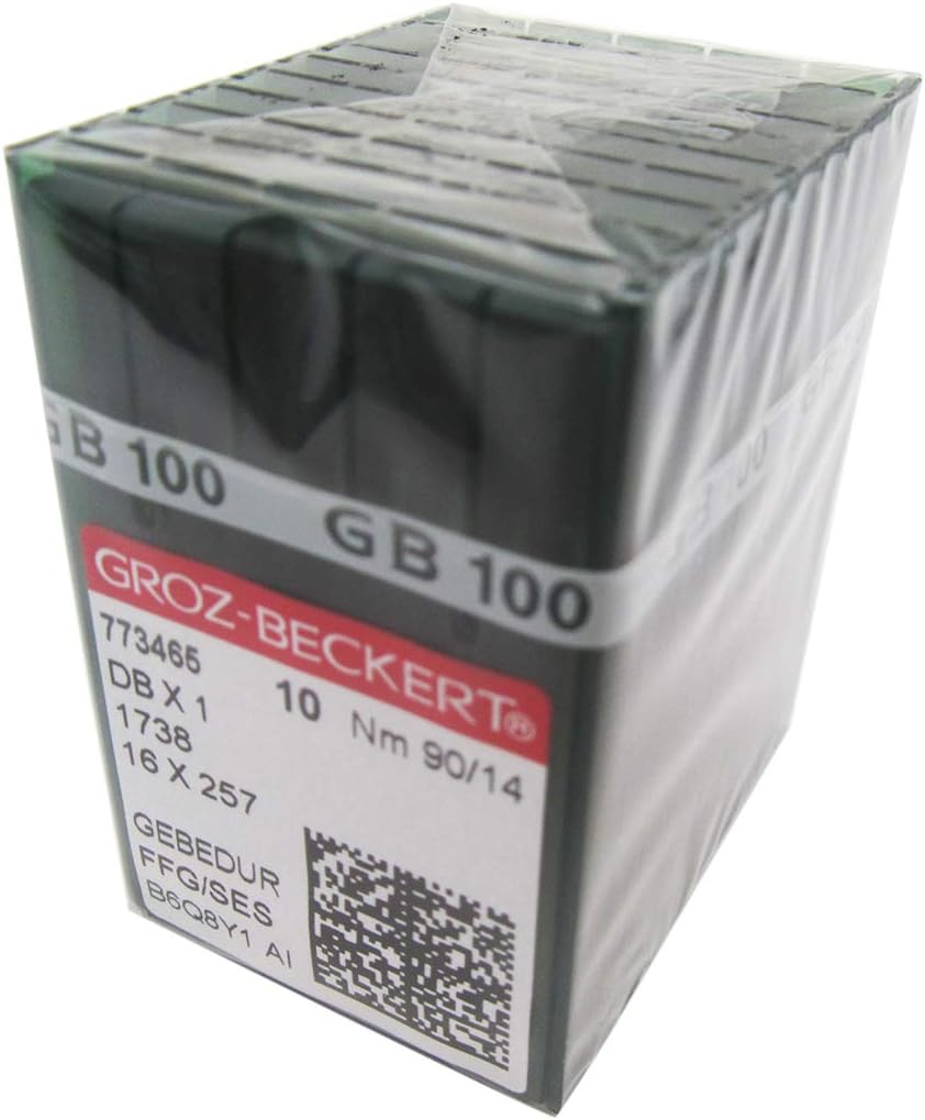 – GROZ-BECKERT Needle in CKPSMS Clear Plastic Box- 100 GROZ-BECKERT DBX1 16X257 1738 GEBEDUR Titanium Sewing Machine Needles (14/90)