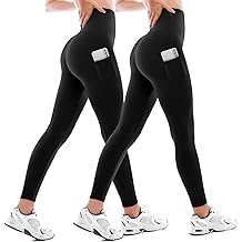 Leggings with Pockets for Women 2 Packs,Women's High Waisted Yoga Leggings Gym for Workout