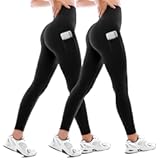 Leggings with Pockets for Women 2 Packs&comma;Women&apos;s High Waisted Yoga Leggings Gym for Workout