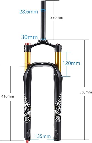 Vista 2 de BUCKLOS Tenedor de aire MTB de 26 pulgadas para bicicleta de montaña, horquilla de viaje de 4.724 in, ajuste de rebote, horquillas delanteras