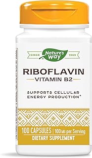 Nature's Way Riboflavin Vitamin B2, Supports Cellular Energy Production*, 100mg per Serving, 100 Capsules